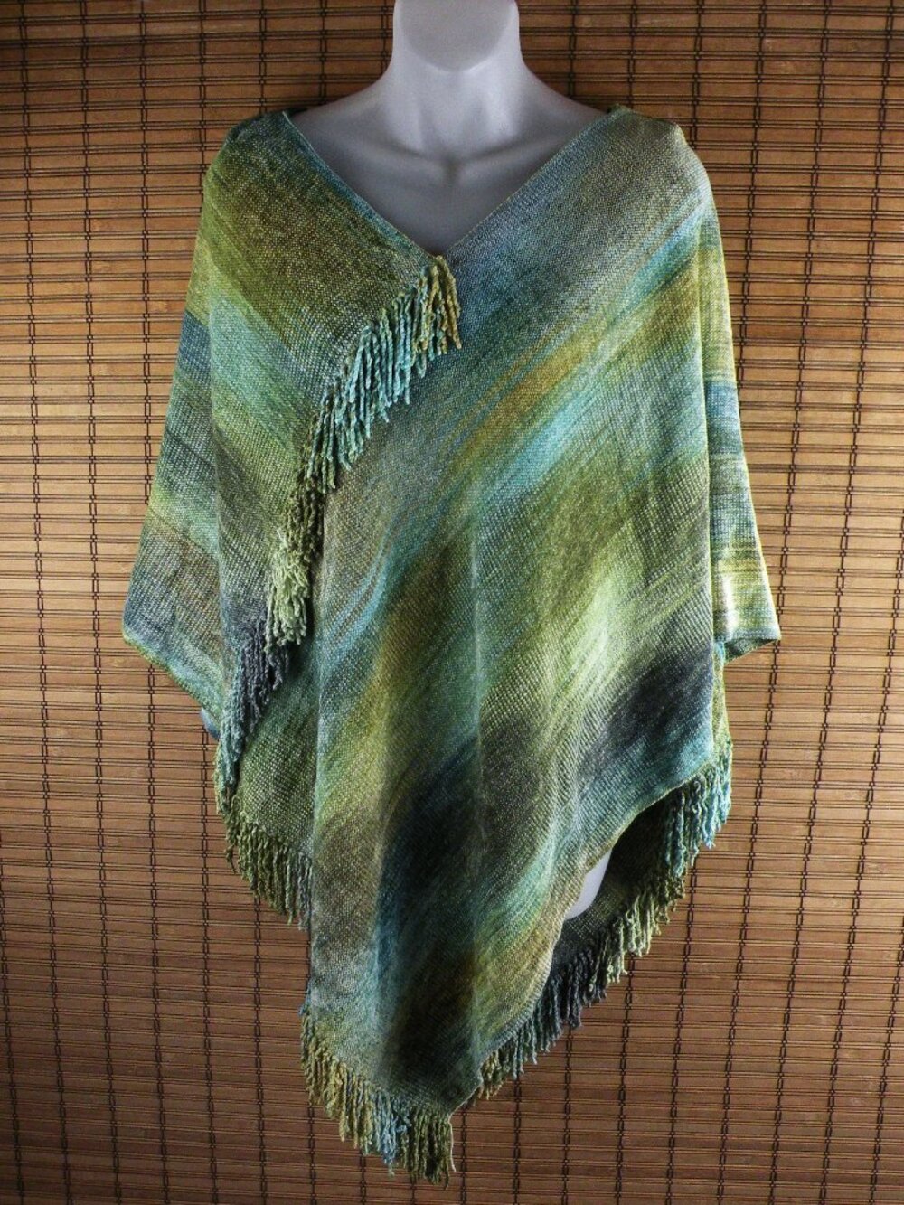 NWOT A Thread of Hope Handwoven Bamboo in Guatemala Fringe Poncho